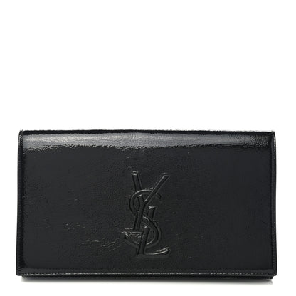 Saint Laurent Textured Patent Monogram Large Belle De Jour Clutch Black 1 of 7