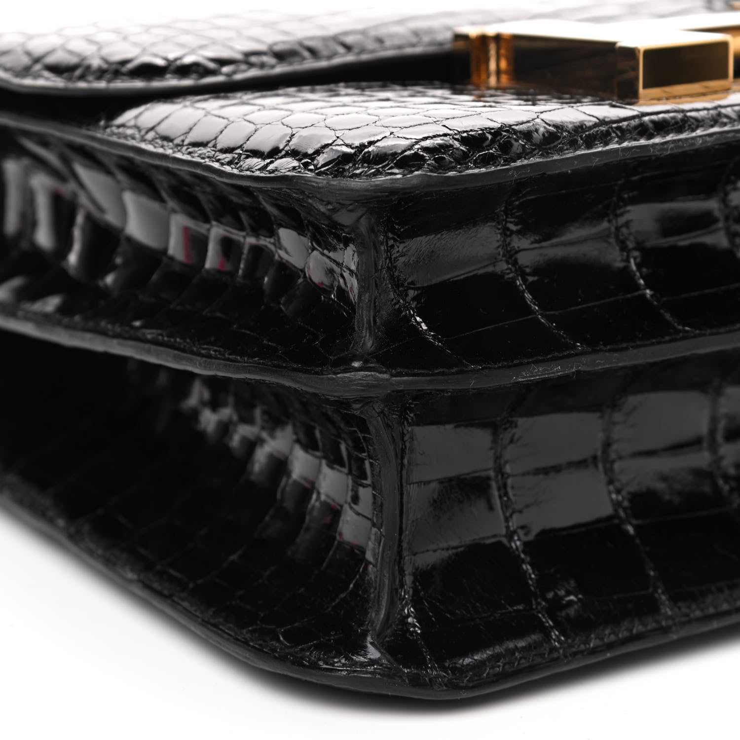 Hermes Shiny Niloticus Crocodile Constance 24 Black 5 of 20