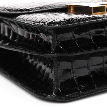 Hermes Shiny Niloticus Crocodile Constance 24 Black 5 of 20