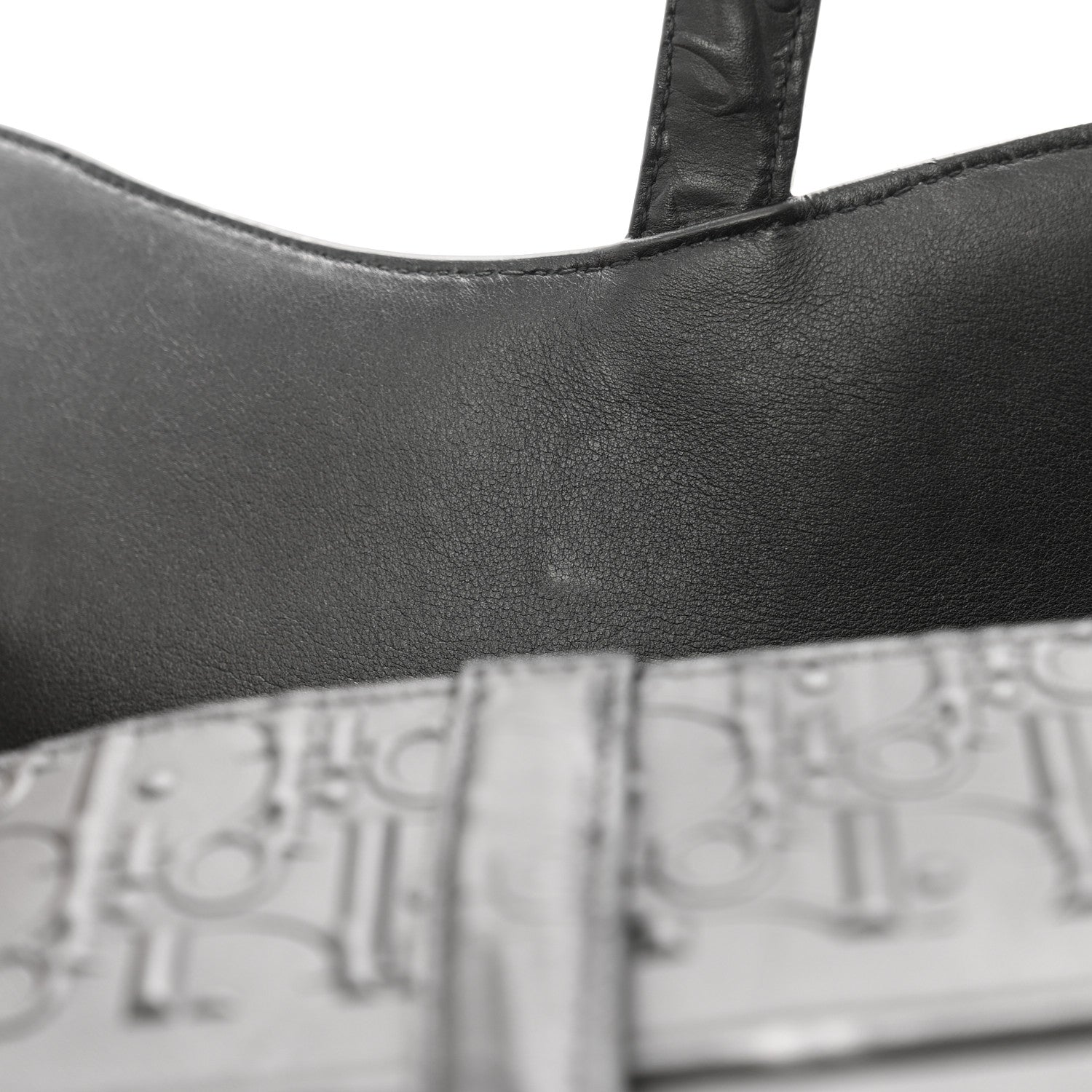 Christian Dior Calfskin Embossed Oblique Saddle Bag Black 11 of 12