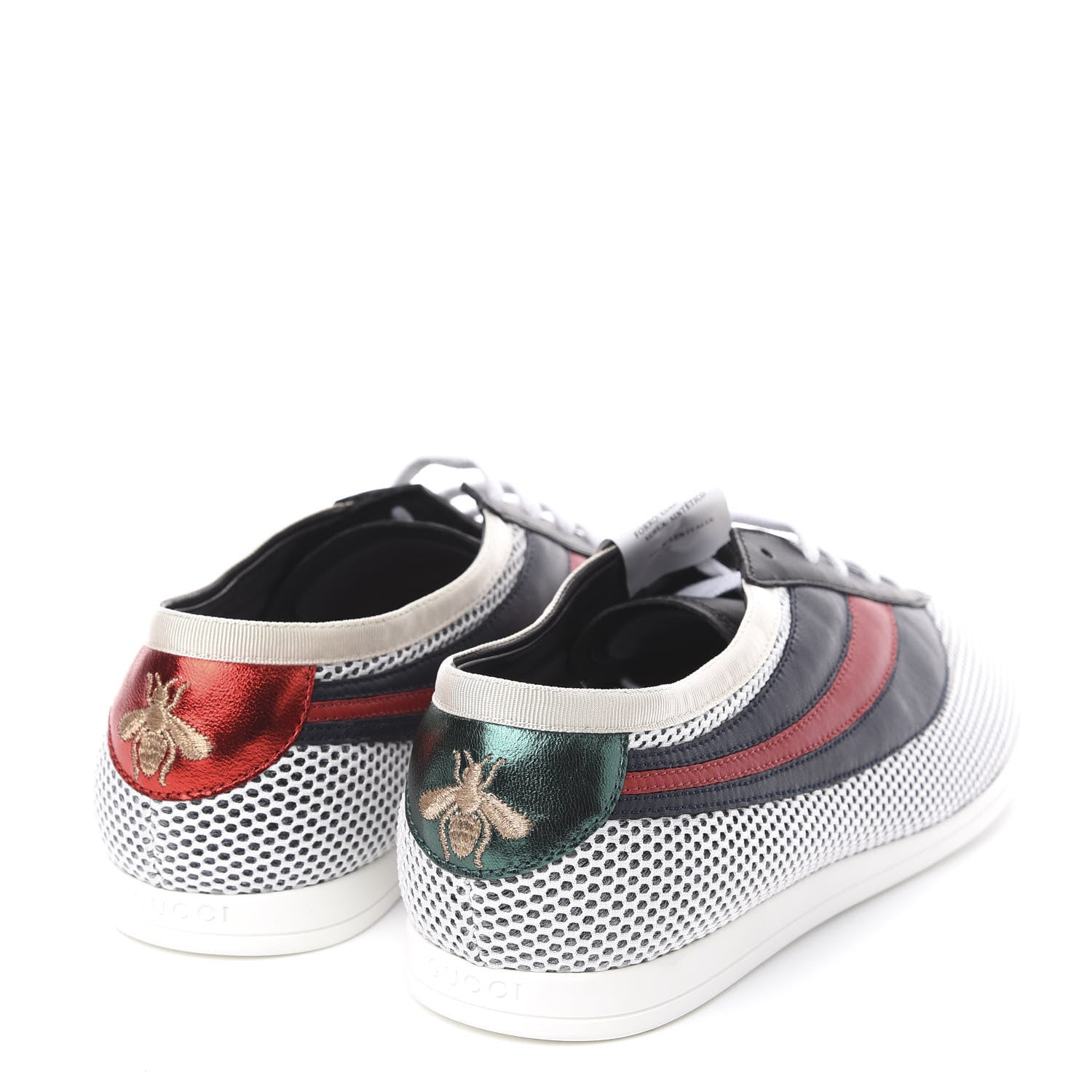 Gucci Calfskin Web Falacer Sneakers 7.5 White Blue Red 4 of 9