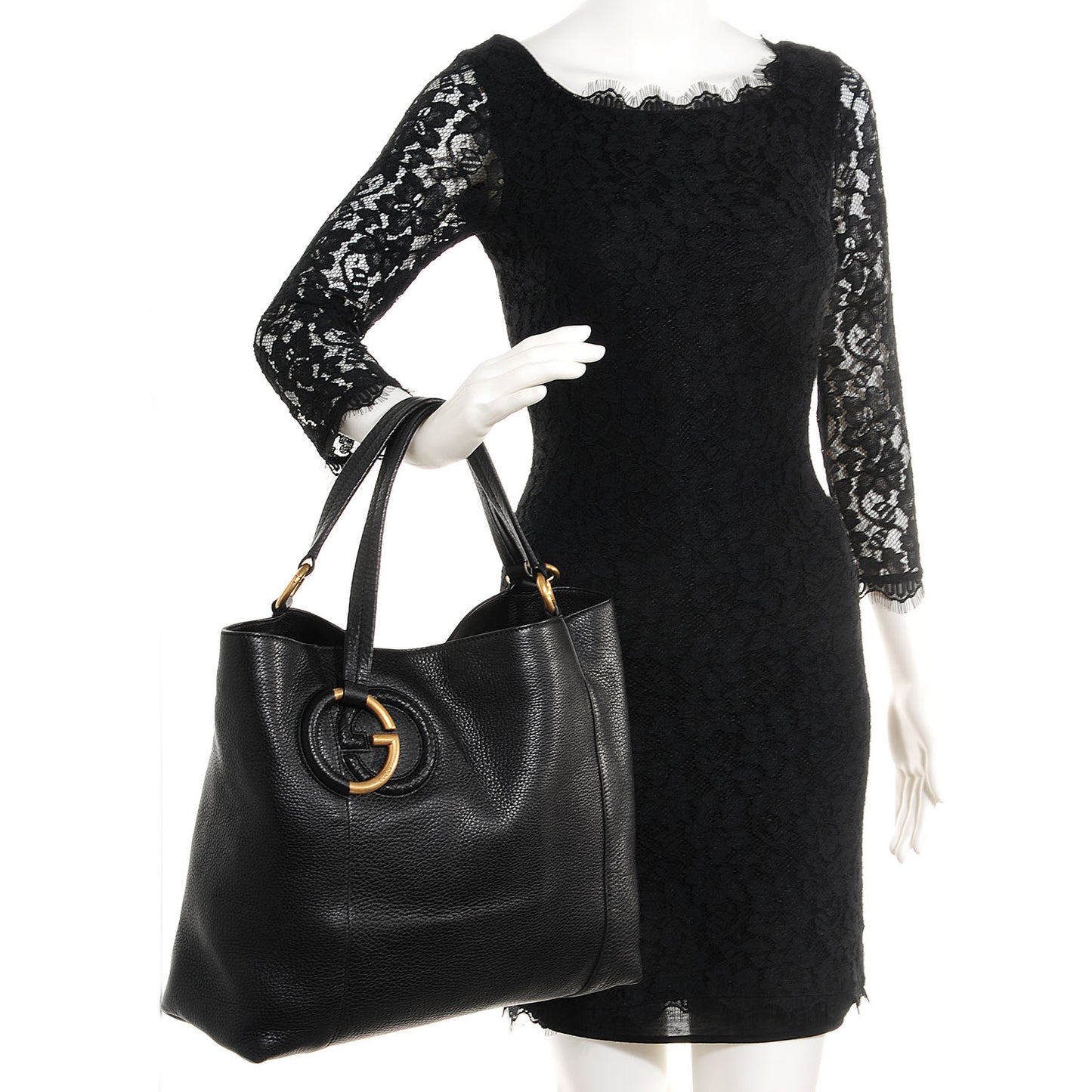 Pebbled Calfskin Twill Medium Tote Black