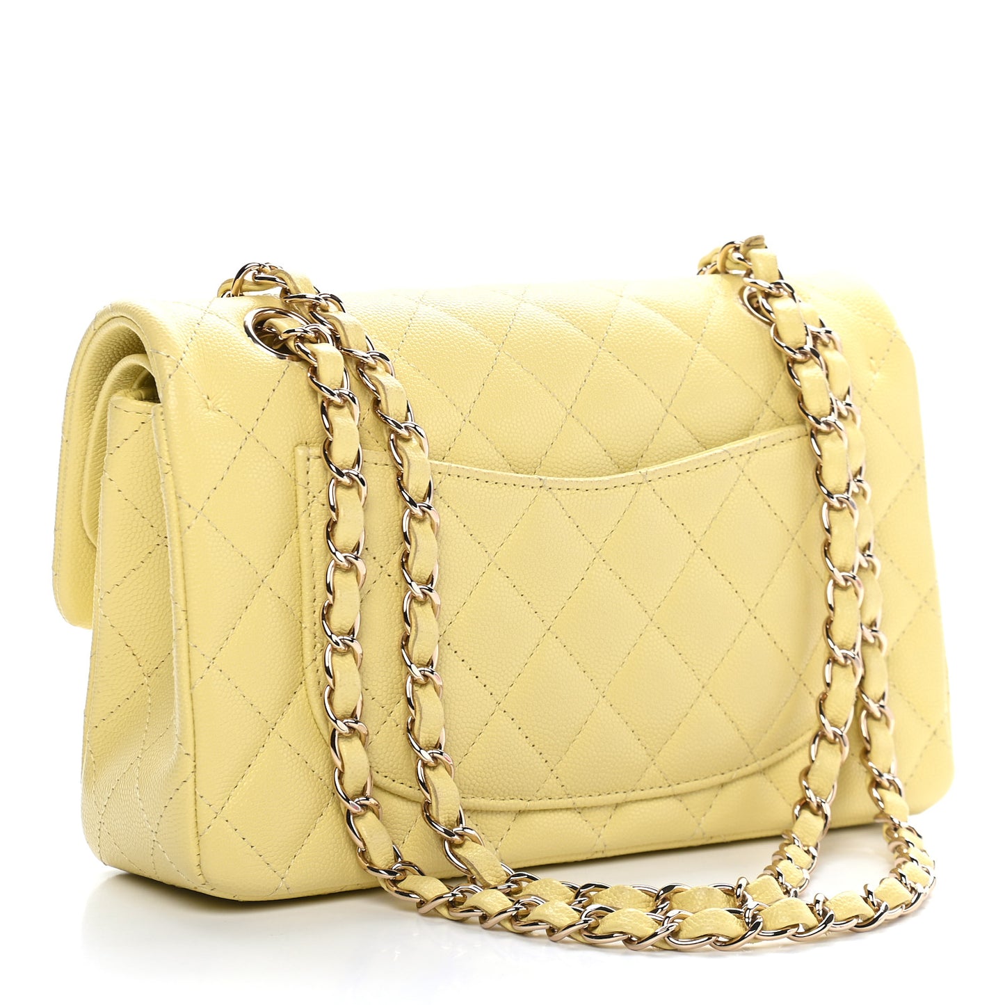 Caviar Quilted Small Double Flap Yellow