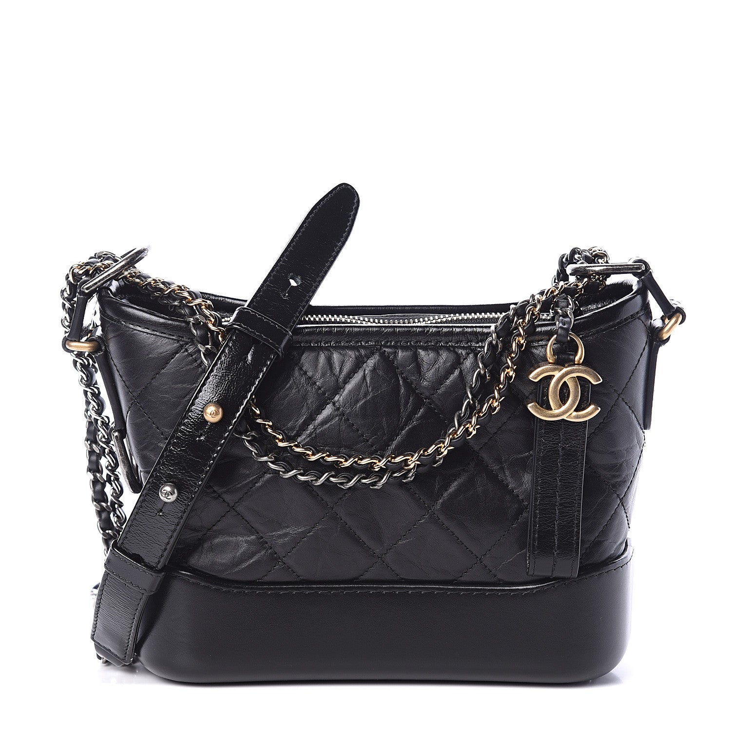 Chanel Aged Calfskin Quilted Small Gabrielle Hobo Black 1 of 9