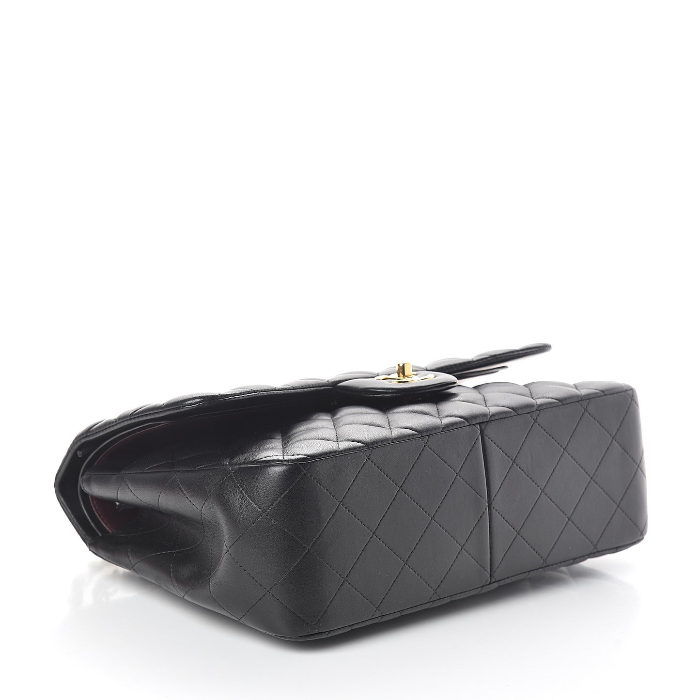 Lambskin Quilted Jumbo Double Flap Black