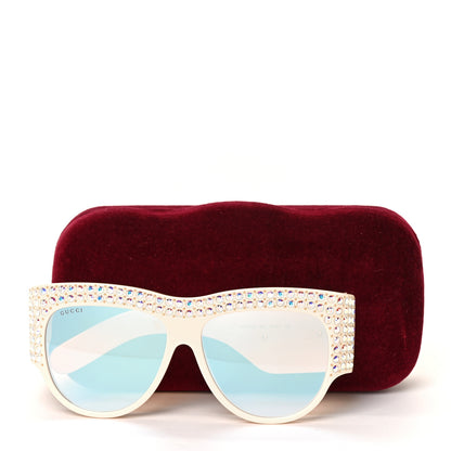 Gucci Acetate Crystal Oversize Hollywood Forever Sunglasses GG0144S Ivory 8 of 8