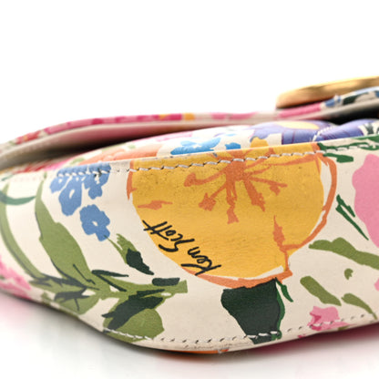 Gucci X KEN SCOTT Calfskin Matelasse Floral Print Super Mini GG Marmont Shoulder Bag Ivory Pink 9 of 15