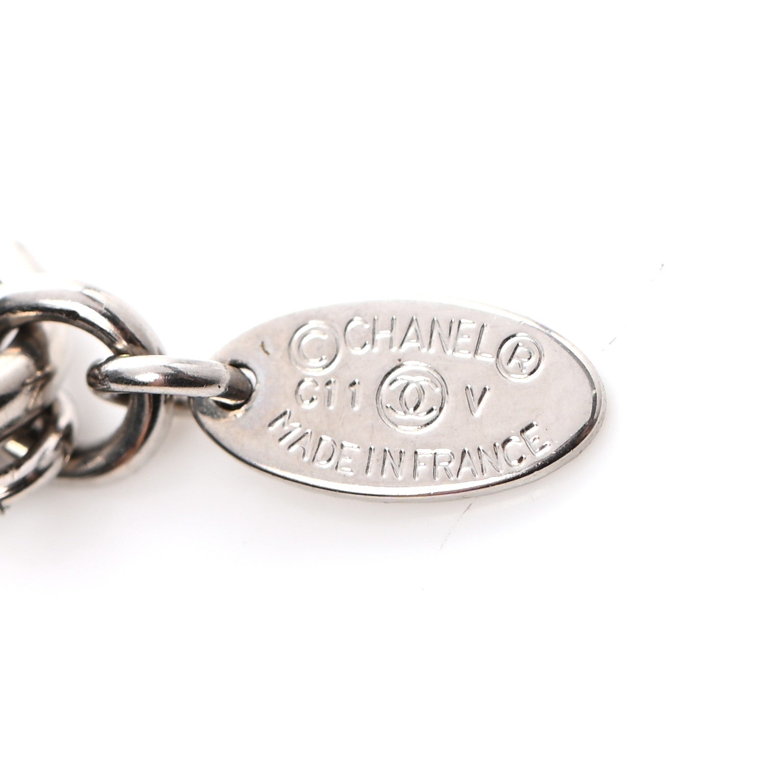 Chanel Crystal CC Necklace Silver 5 of 5