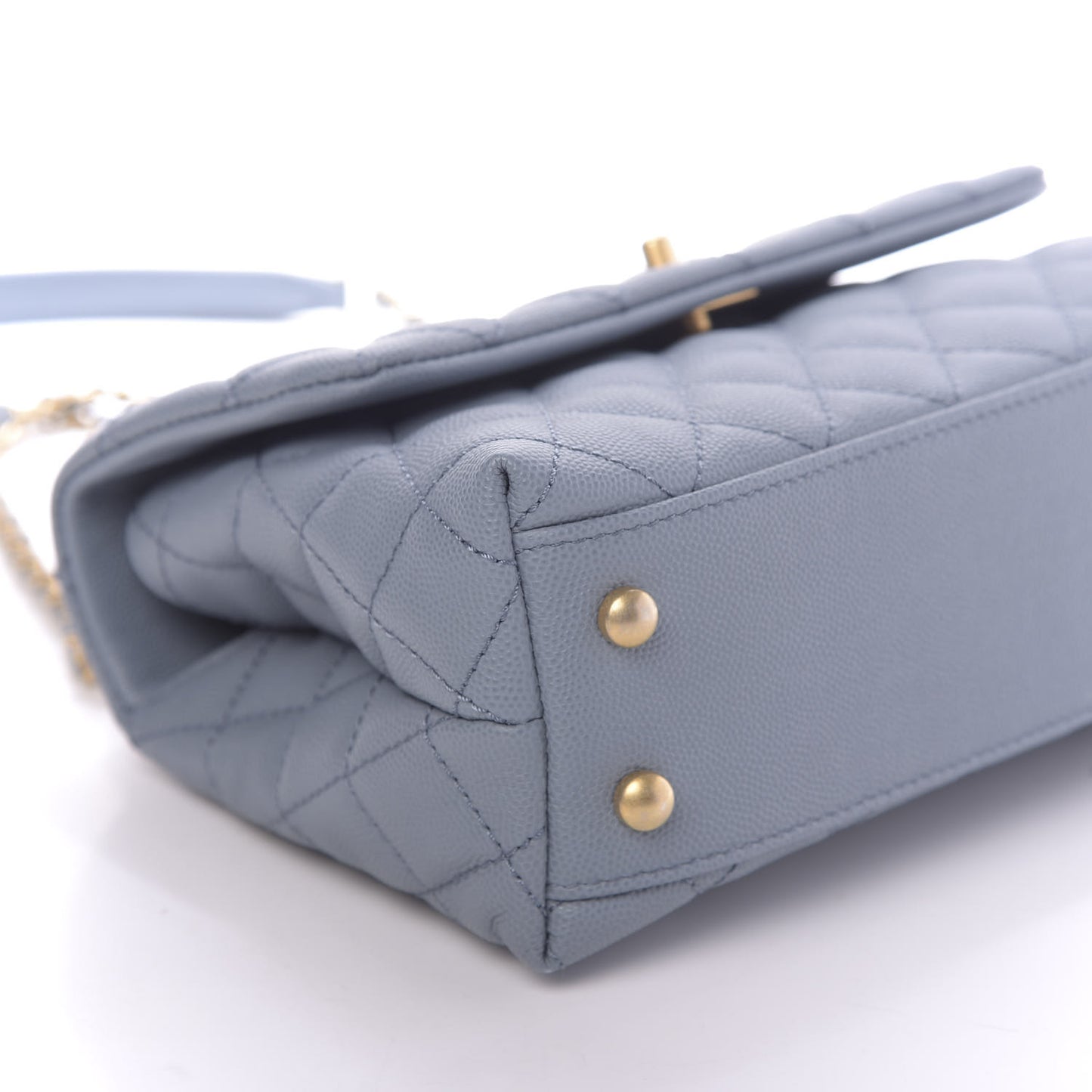 Caviar Quilted Mini Coco Handle Flap Light Blue