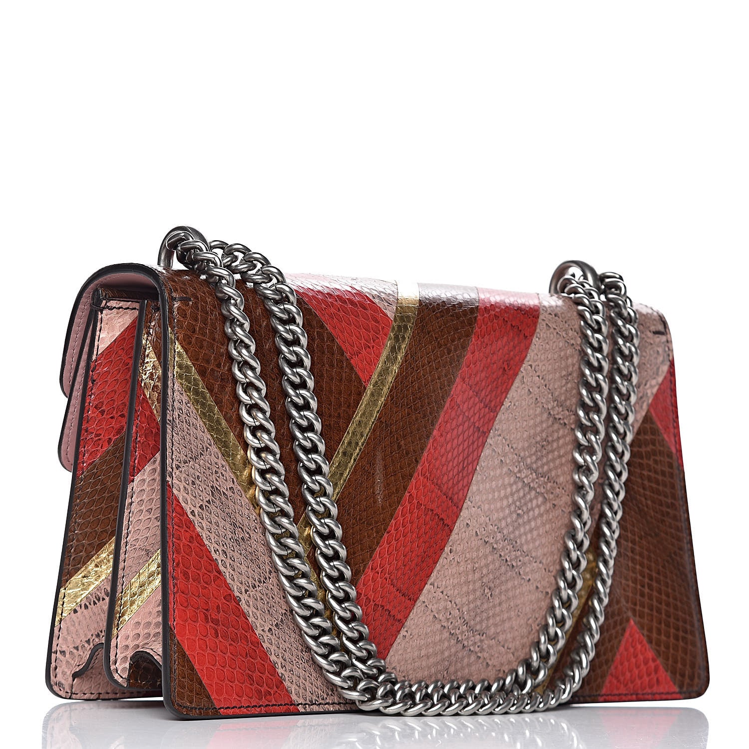Gucci Ayers Snakeskin Chevron Small Dionysus Shoulder Bag Pink 3 of 13