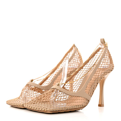 Bottega Veneta Mesh Calfskin Chain Stretch Pumps 40 Beige 3 of 12
