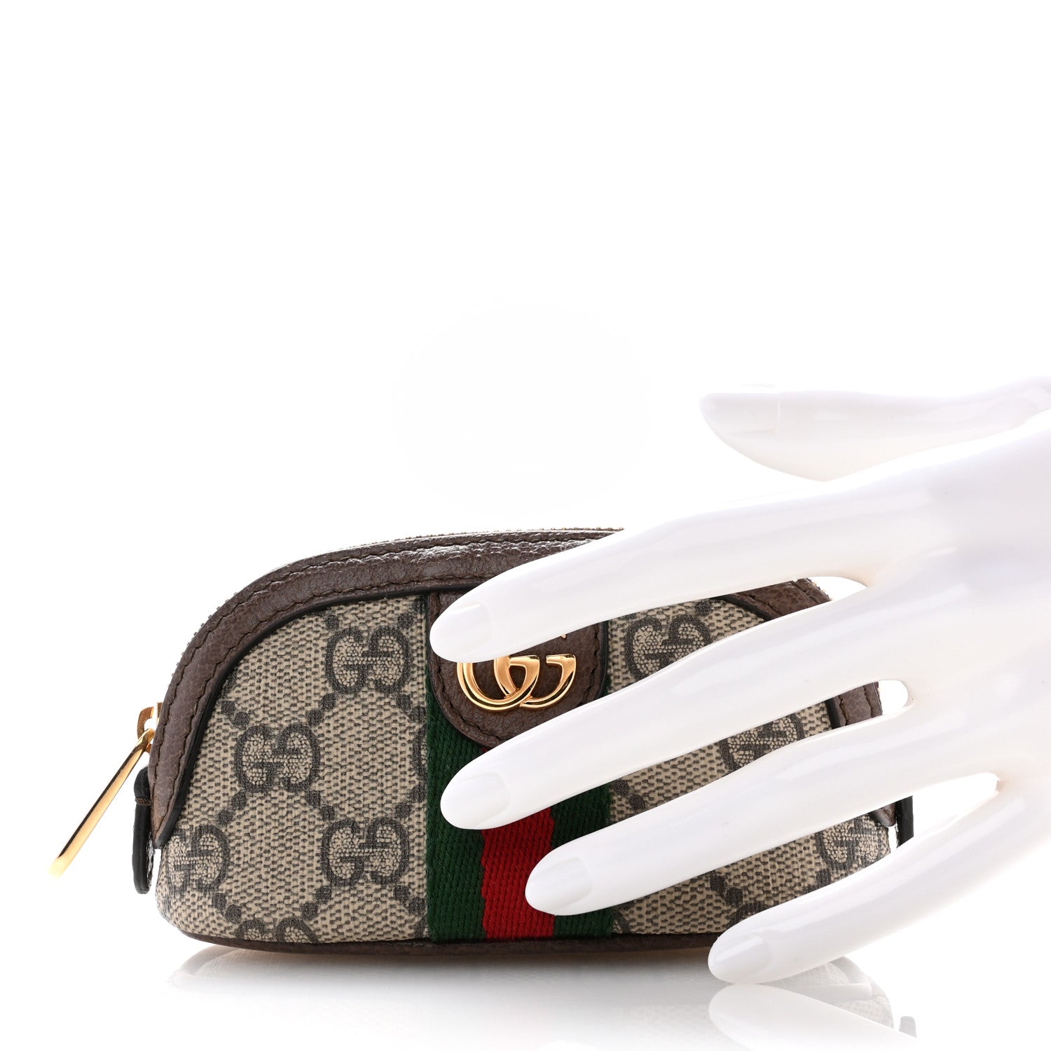 Gucci GG Supreme Monogram Web Ophidia Dome Key Pouch Beige New Acero 2 of 7