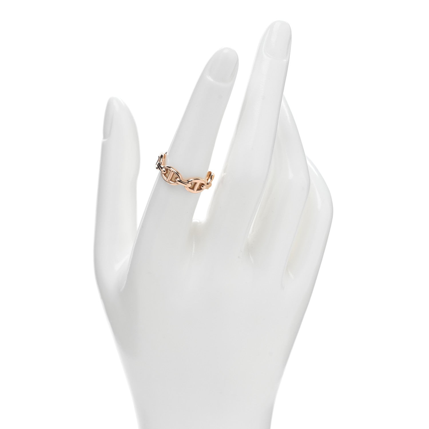 Hermes 18K Rose Gold PM Chaine D'Ancre Enchainee Ring 54 6.75 2 of 5