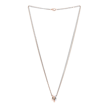 Cartier 18K White Pink Gold Diamond Three Ring LOVE Necklace 3 of 5