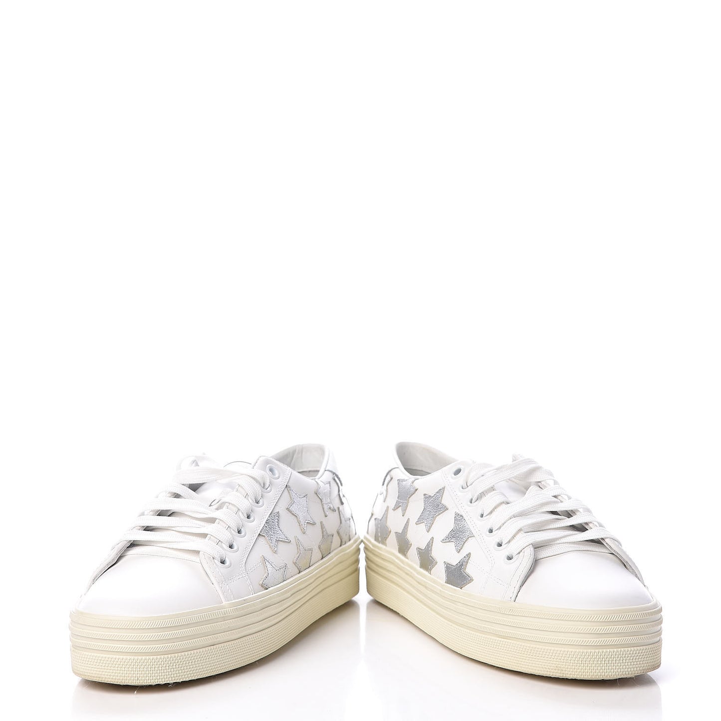 Calfskin Star Court Sneakers 37.5 White Argent