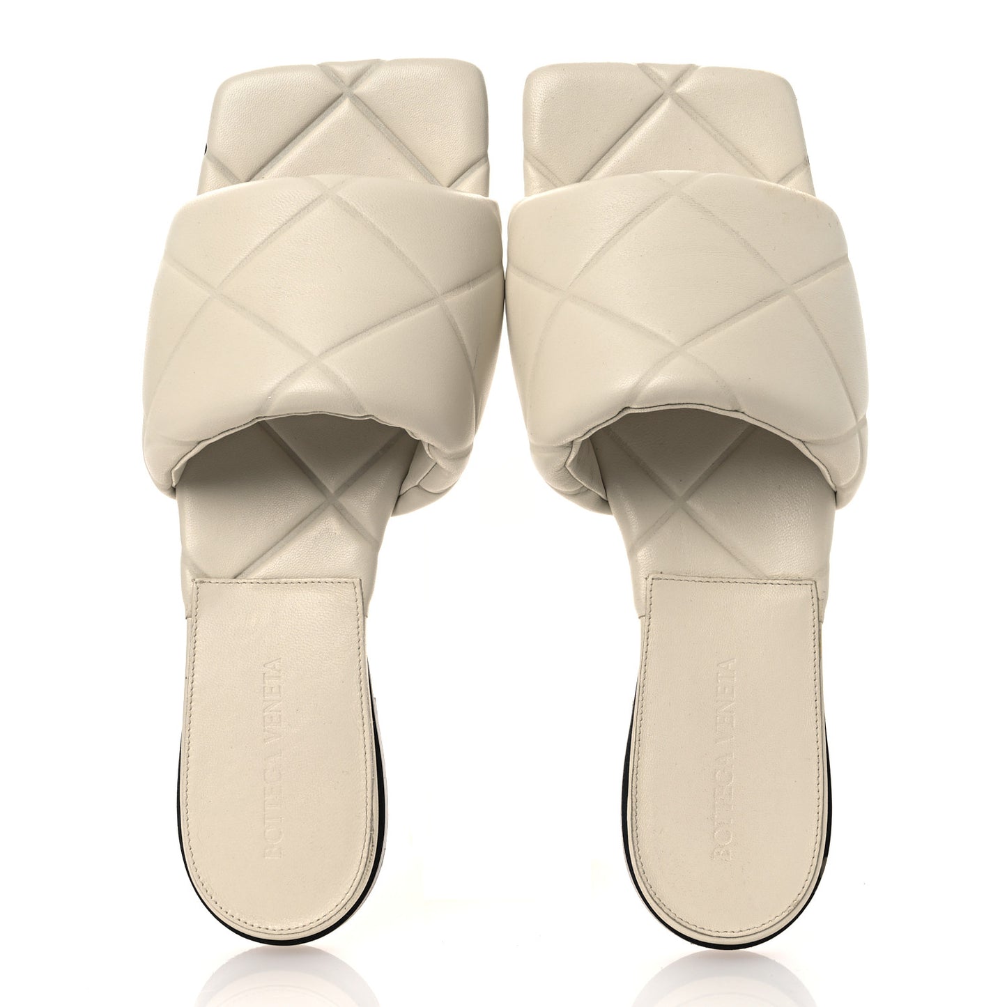 Nappa Quilted Rubber Lido Flat Sandals 38 Sea Salt