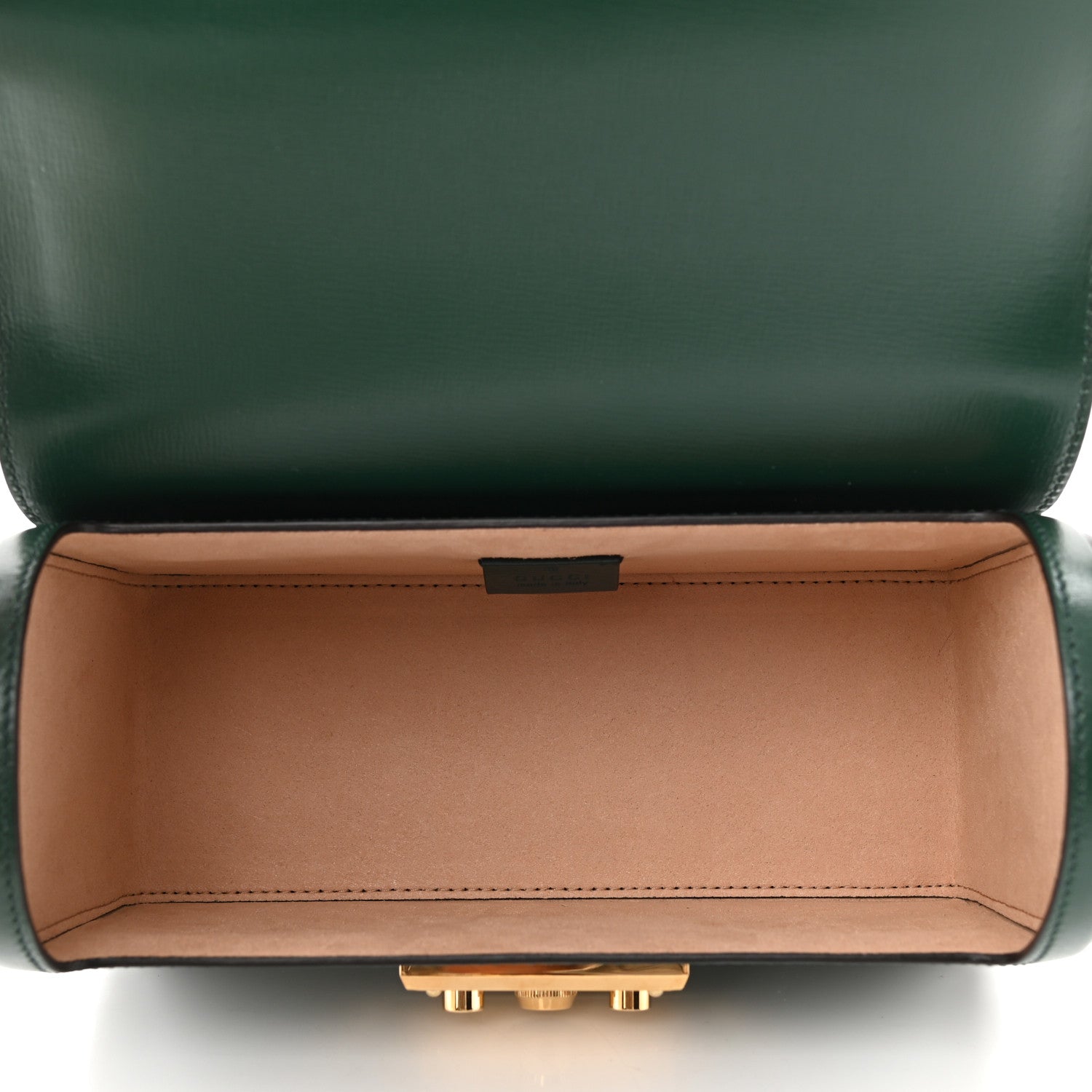 Gucci Azalea Calfskin Small Padlock Bamboo Shoulder Bag Vintage Green 5 of 10