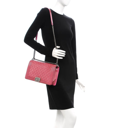 Chanel Distressed Patent Quilted New Medium Boy Flap Pink 2 of 20