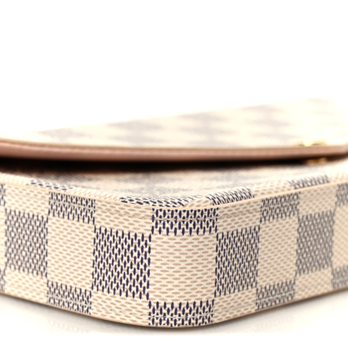 Damier Azur Pochette Felicie Chain Wallet Rose Ballerine