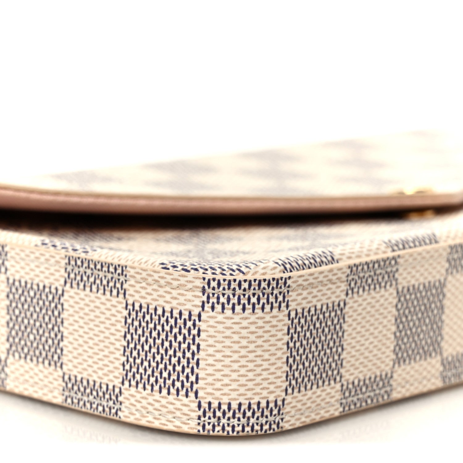 Louis Vuitton Damier Azur Pochette Felicie Chain Wallet Rose Ballerine 9 of 11