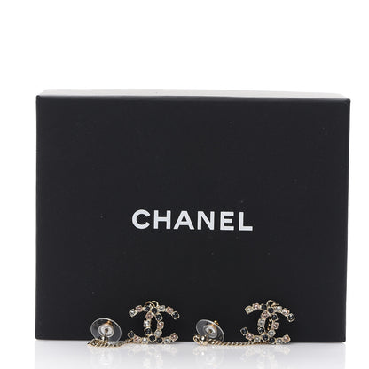 Chanel Crystal CC Drop Earrings Pink Grey Gold 5 of 5