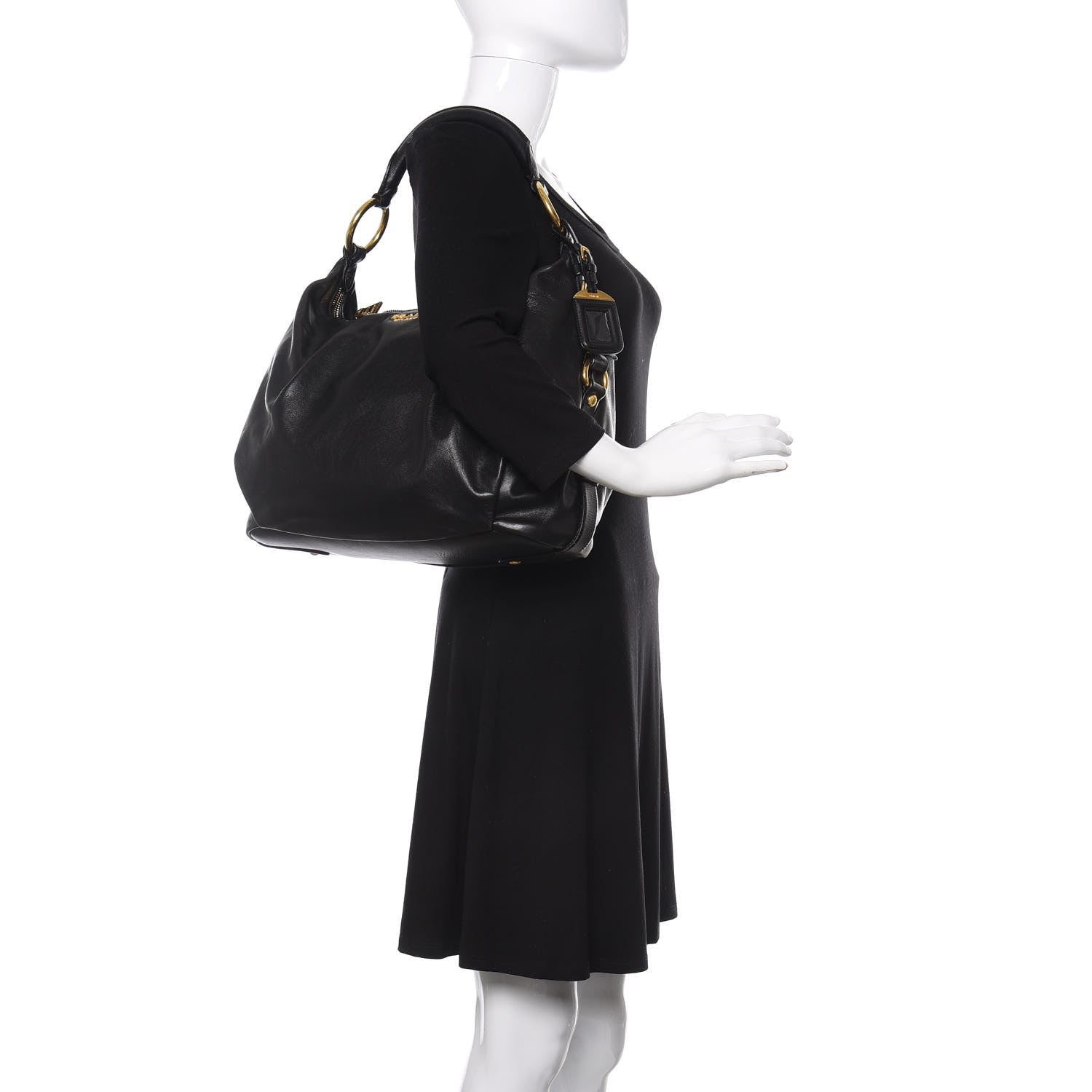 Prada Soft Calf Hobo Black 2 of 11