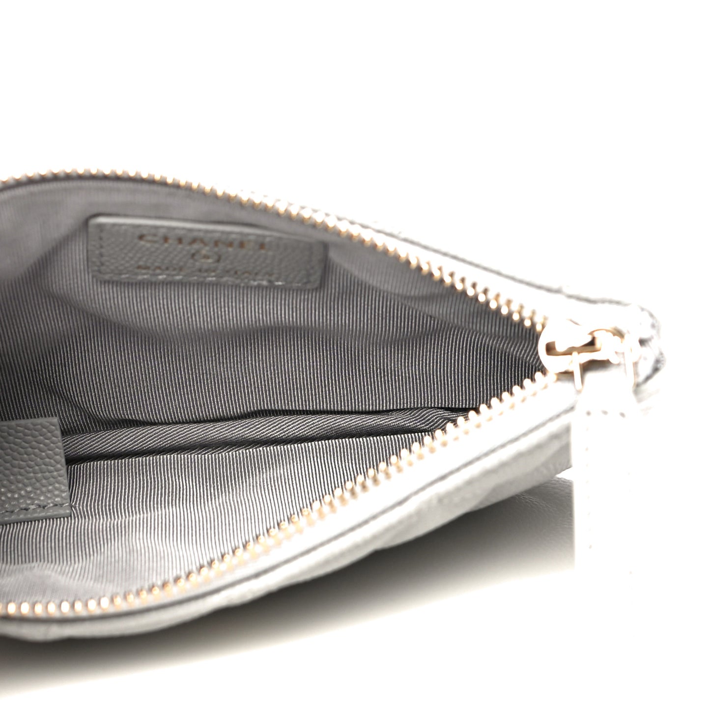 Caviar Quilted Small Cosmetic Case Grey