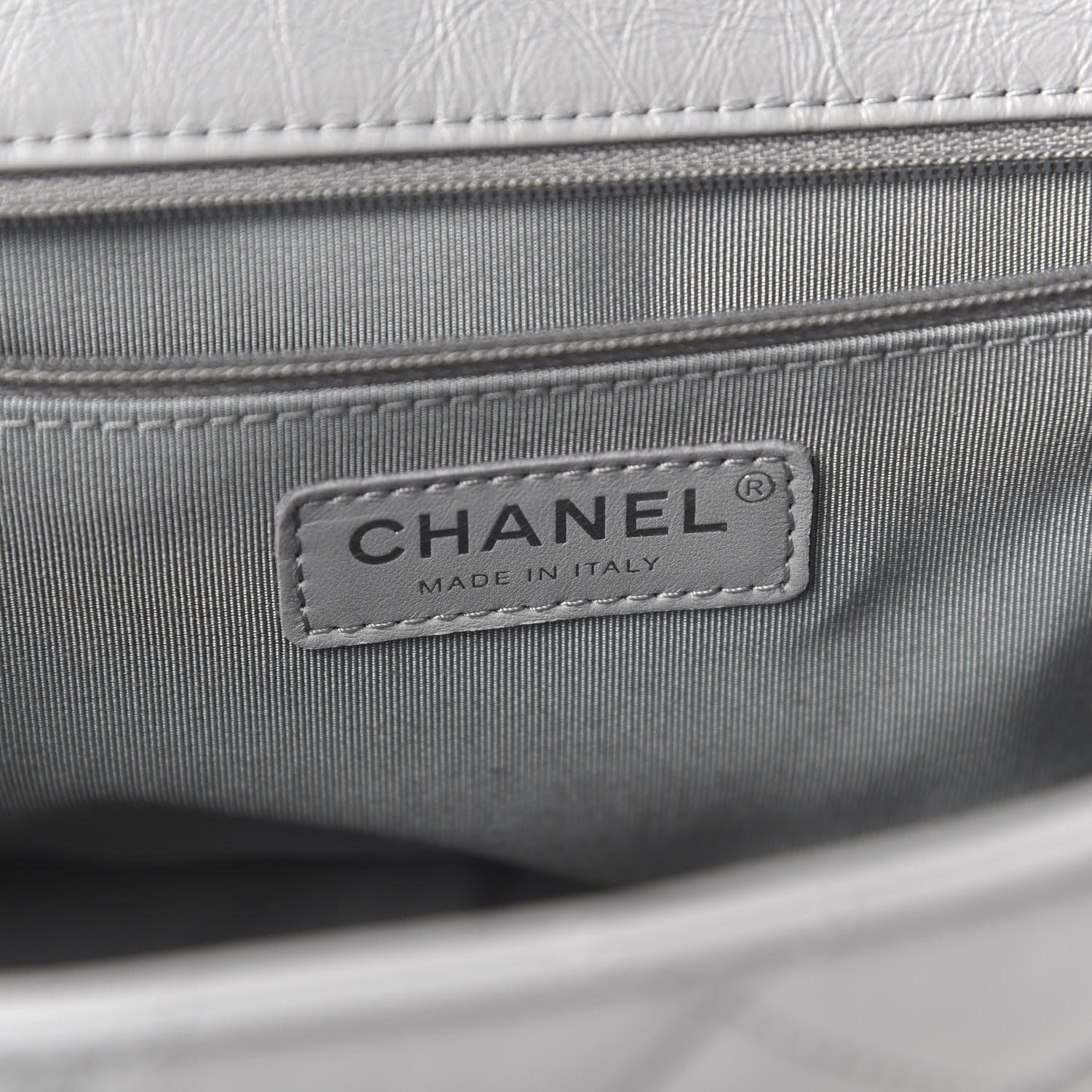 Chanel Crumpled Calfskin Large Chain All Over Flap Grey 8 of 10