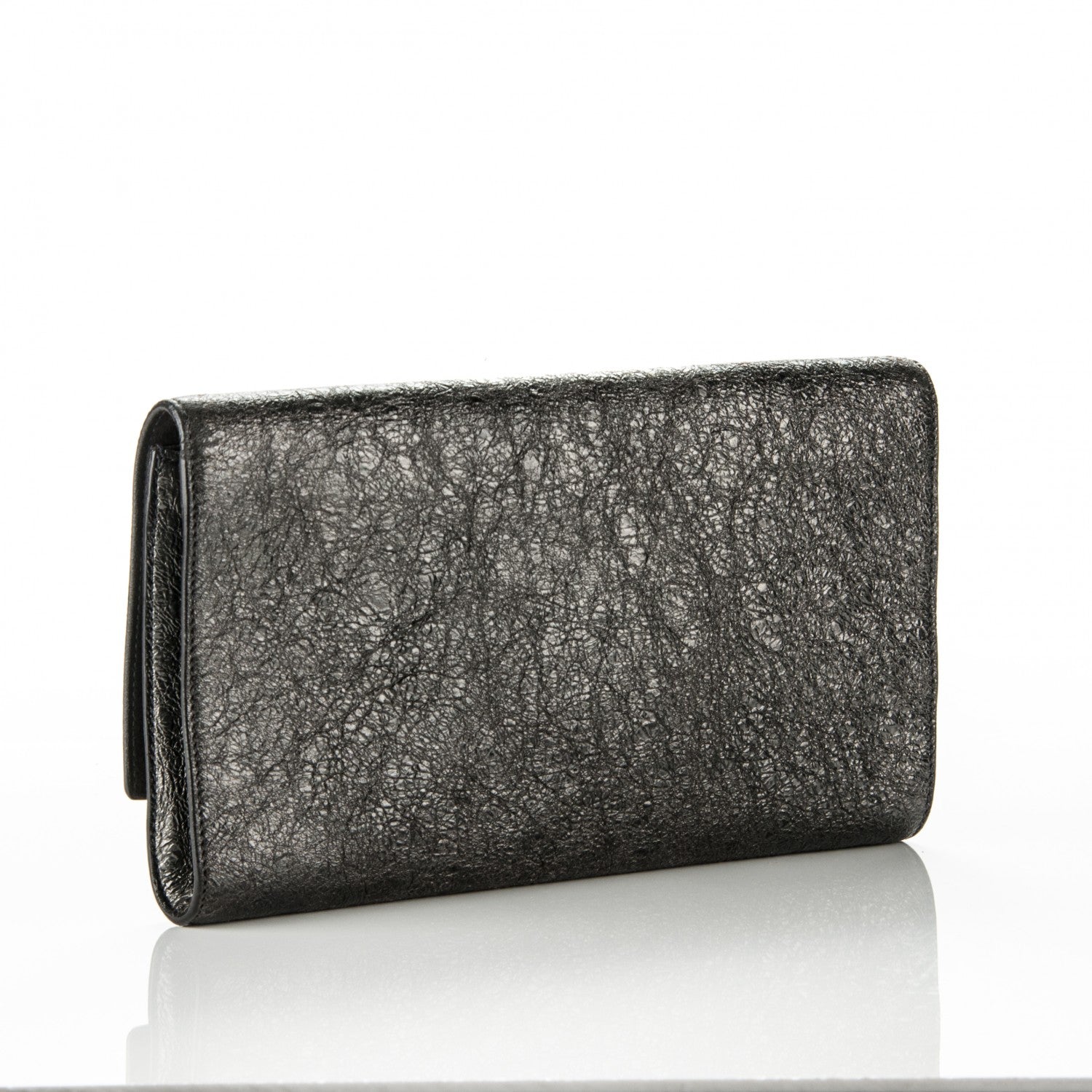 Saint Laurent Metallic Textured Large Belle De Jour Clutch Dark Silver 3 of 8