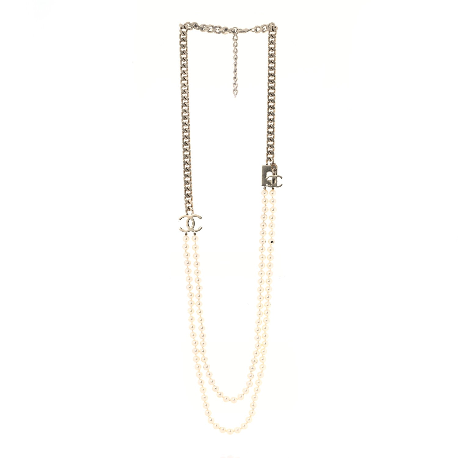 Chanel Pearl Chain CC Long Necklace Gold 2 of 7