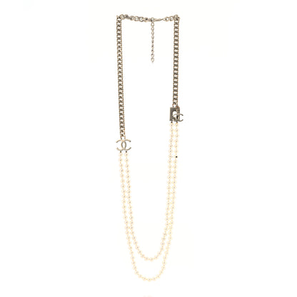 Chanel Pearl Chain CC Long Necklace Gold 2 of 7