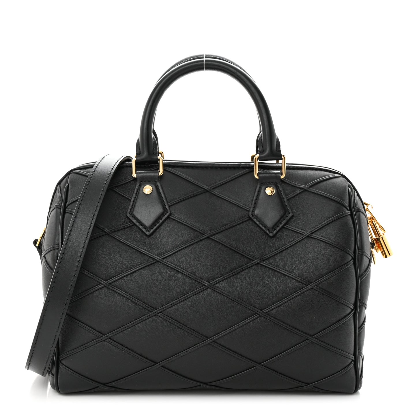 Lambskin Malletage Speedy Bandouliere 25 Black