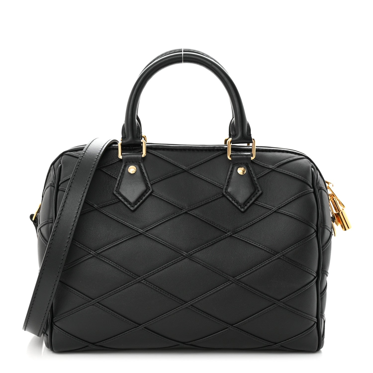 Louis Vuitton Lambskin Malletage Speedy Bandouliere 25 Black 1 of 9