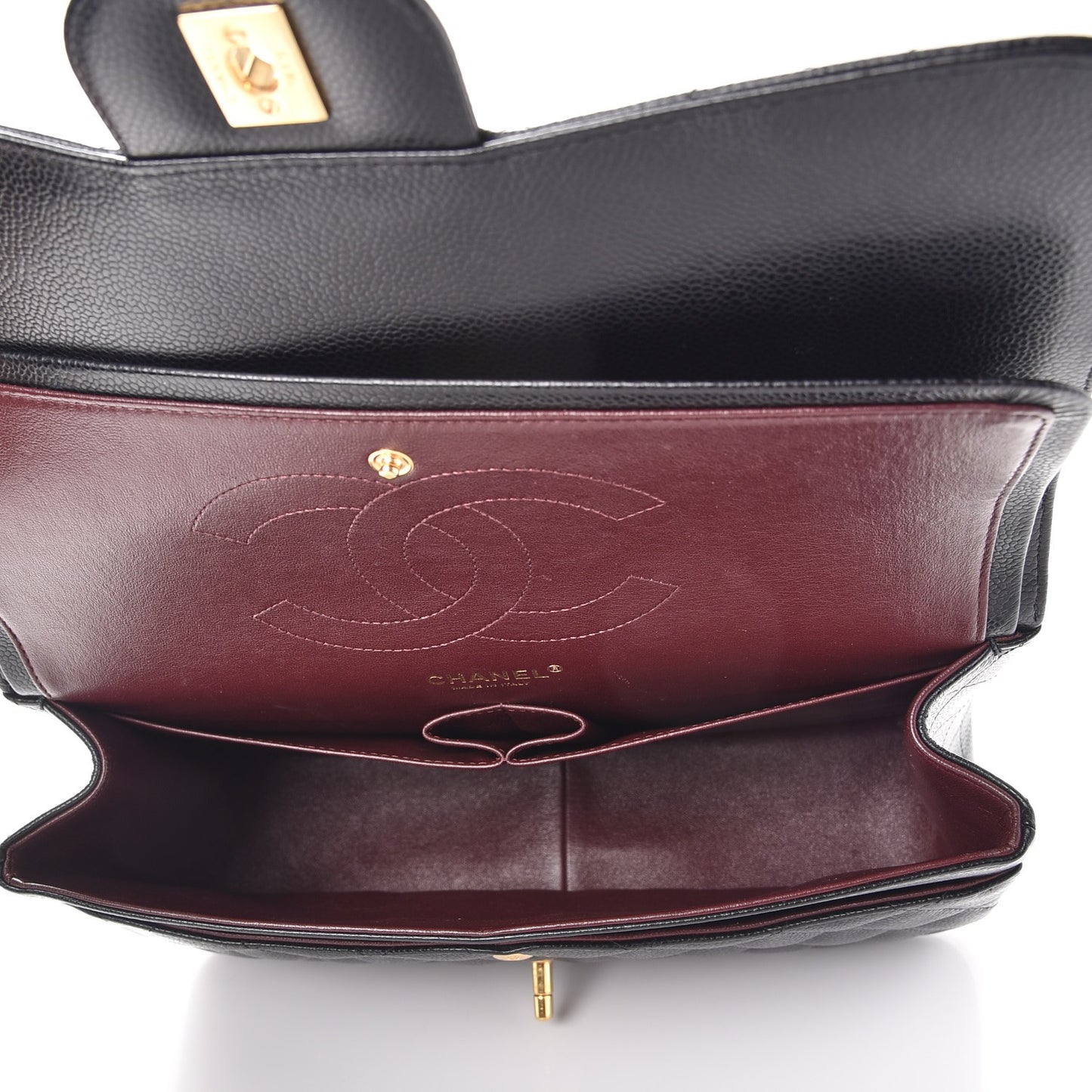 Caviar Quilted Jumbo Double Flap Black