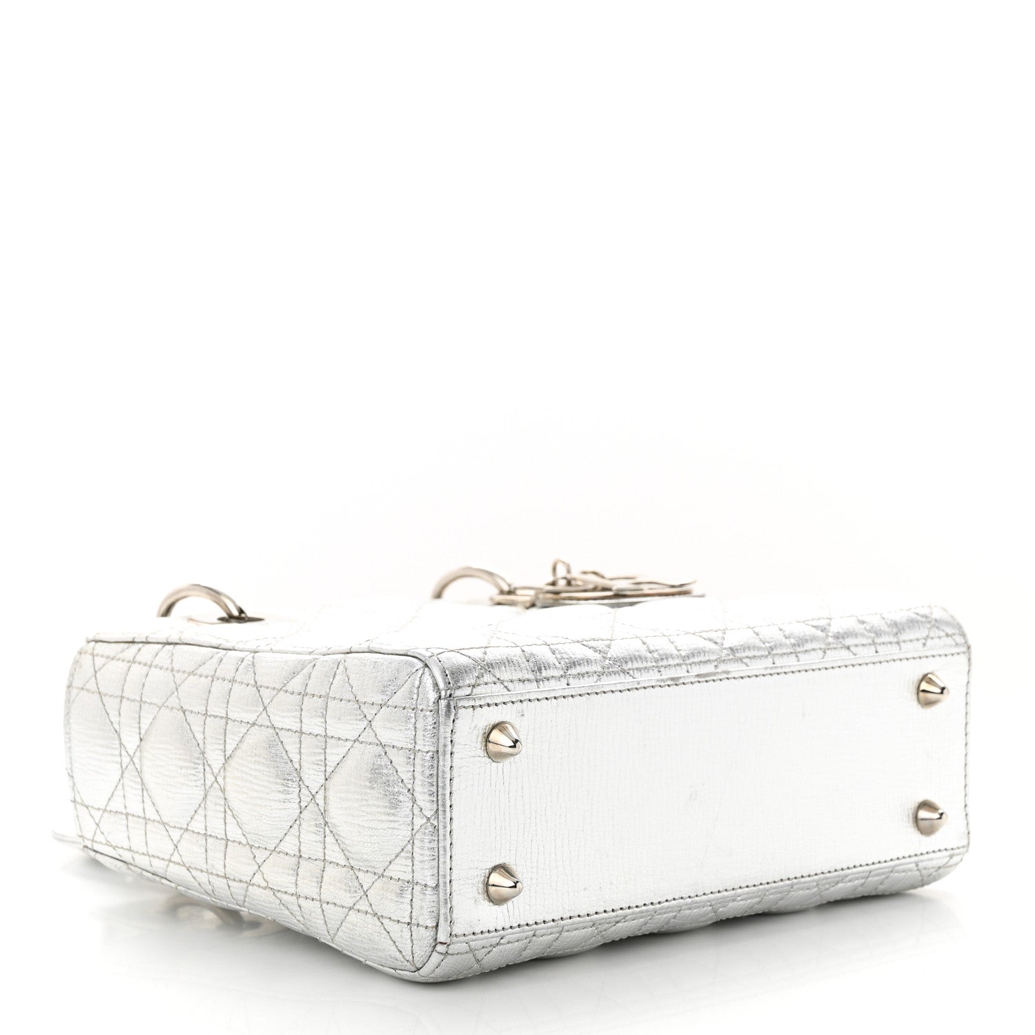 Christian Dior CHRISTIAN DIOR Metallic Grained Calfskin Cannage Small Lucky Badges My Lady Dior Silver 4 of 14