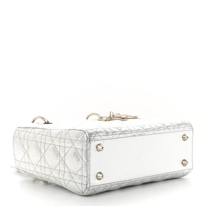 Christian Dior CHRISTIAN DIOR Metallic Grained Calfskin Cannage Small Lucky Badges My Lady Dior Silver 4 of 14