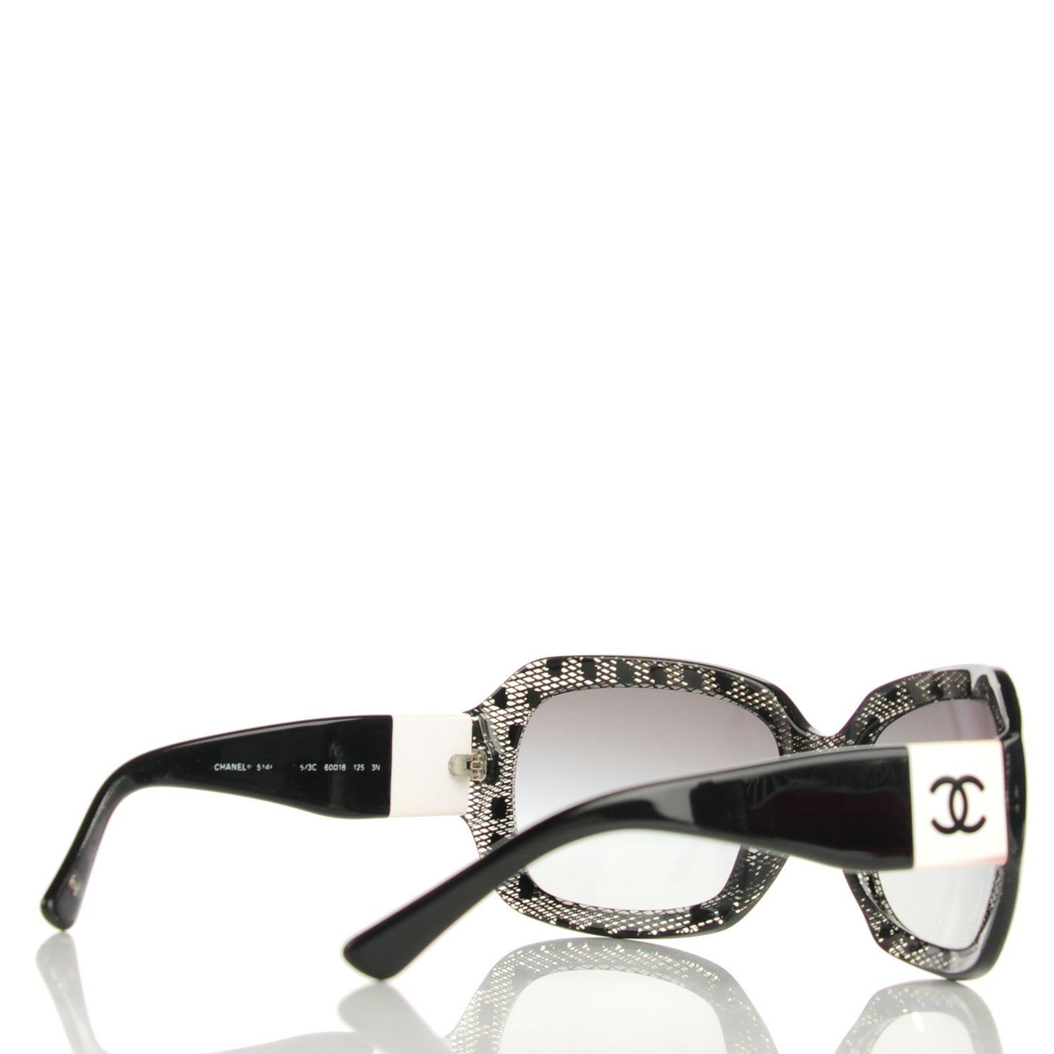Chanel Acetate CC Lace Effect Sunglasses 5146 Black White 2 of 6