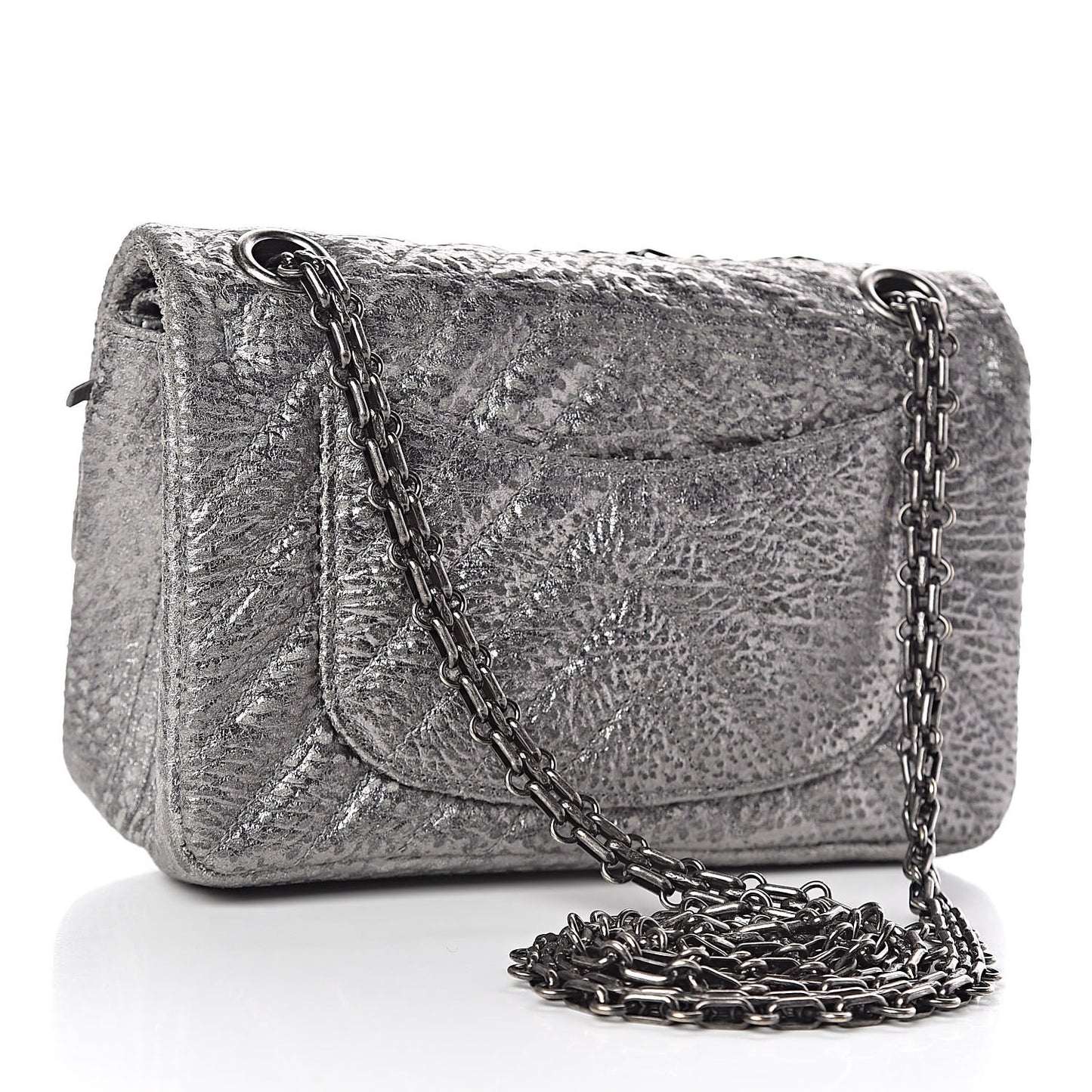 Metallic Grained Calfskin Chevron Quilted 2.55 Reissue 224 Flap