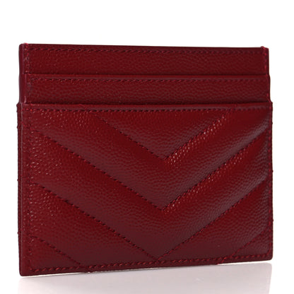 Saint Laurent Grain De Poudre Matelasse Chevron Monogram Credit Card Case Opyum Red 3 of 8