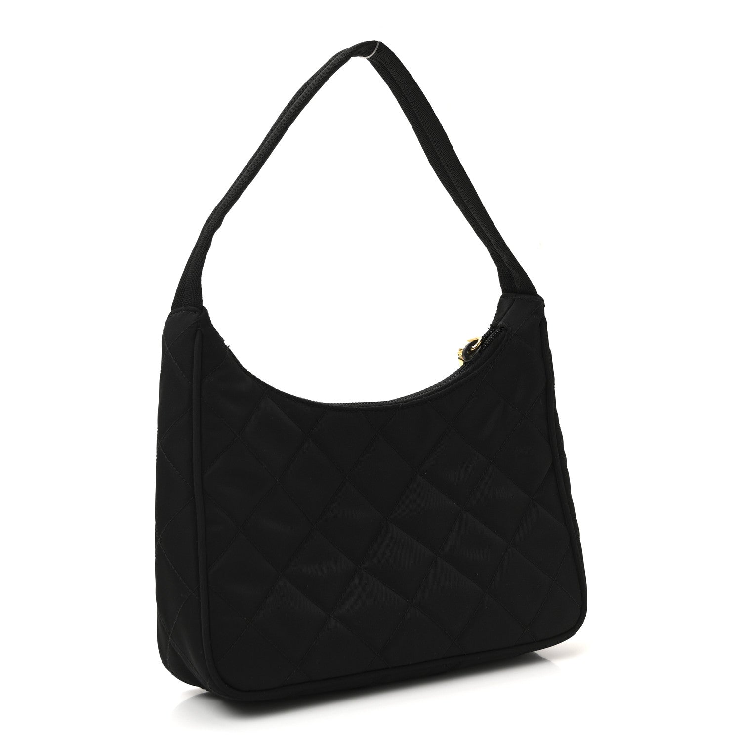 Prada Tessuto Nylon Stitched Shoulder Bag Black 3 of 9