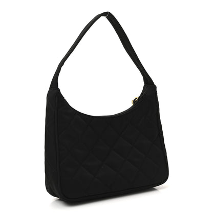 Prada Tessuto Nylon Stitched Shoulder Bag Black 3 of 9