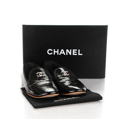 Chanel Patent CC Loafers 38 Black 9 of 9