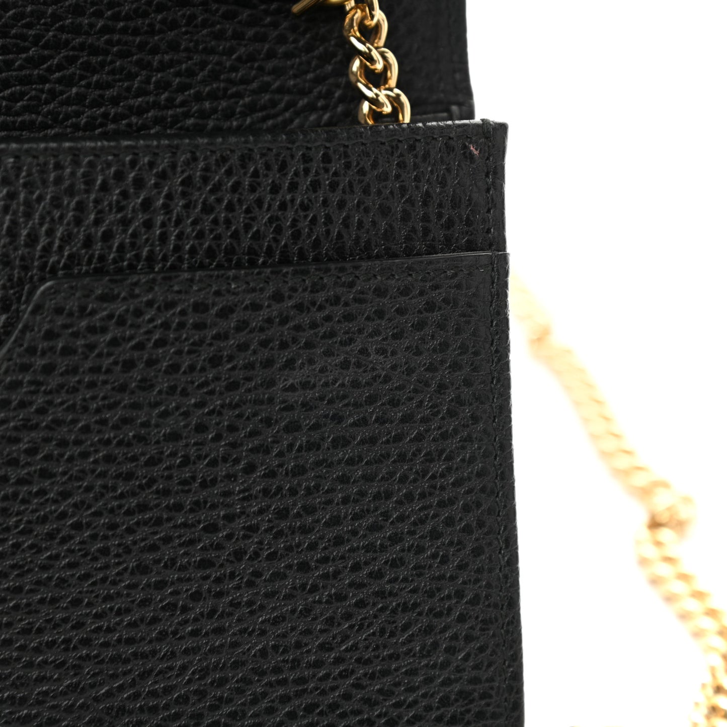 Calfskin Mini GG Marmont Chain Wallet Black