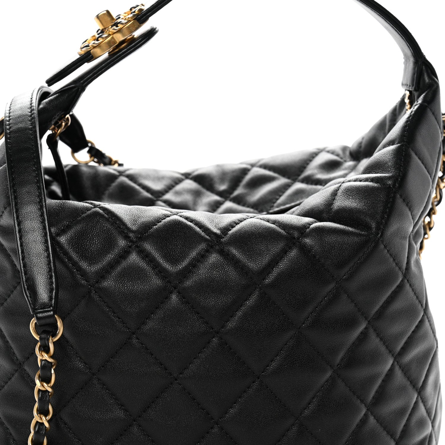 Chanel Lambskin Quilted Large Perfect Meeting Hobo Black 8 of 11