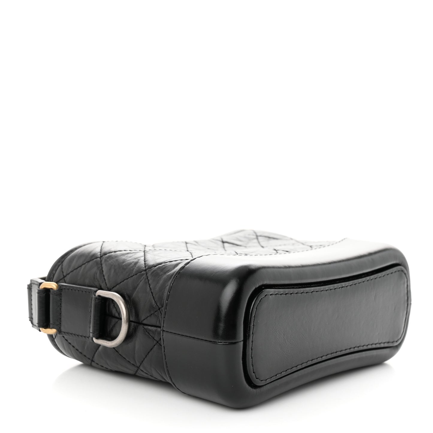 Aged Calfskin Quilted Small Gabrielle Hobo Black