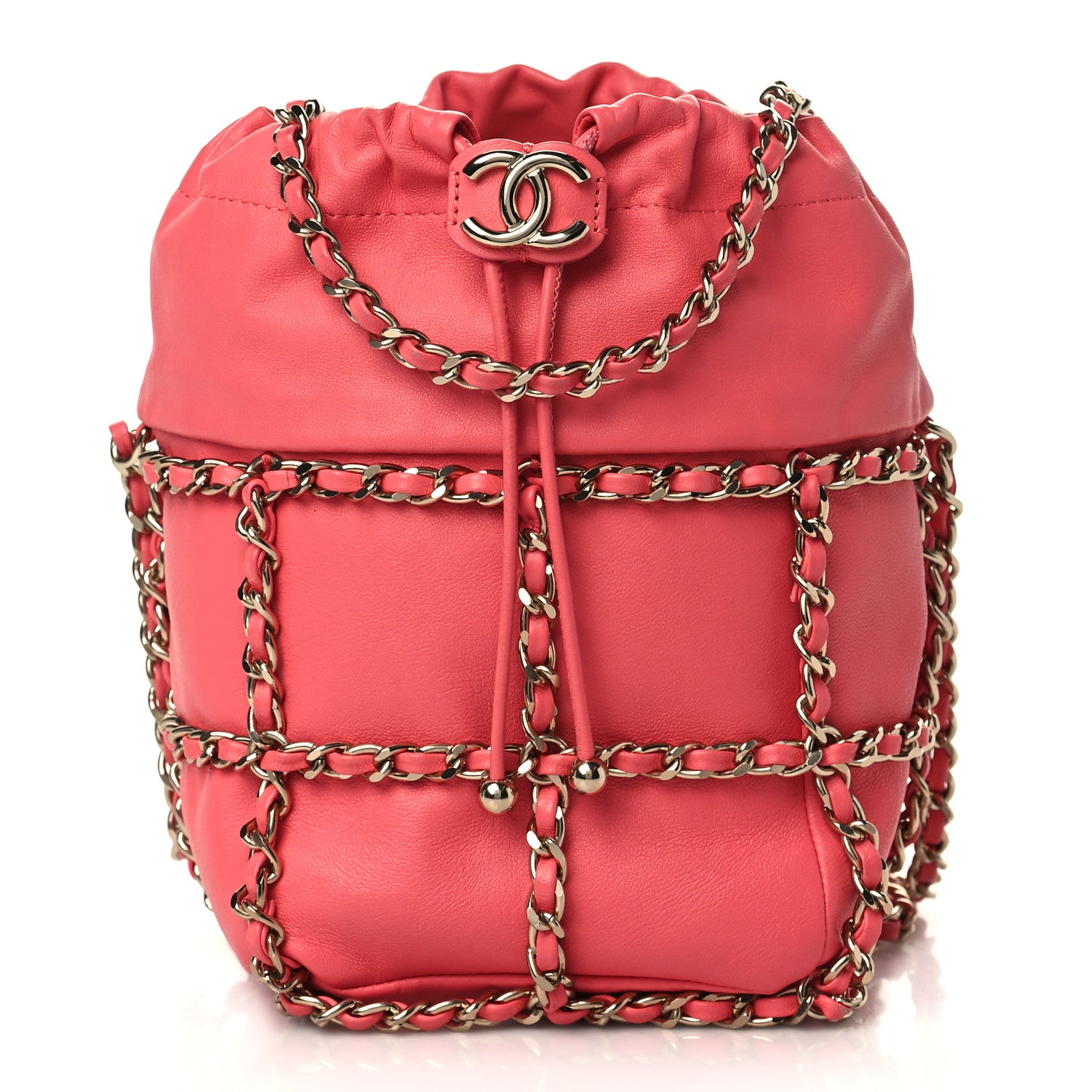 Chanel Lambskin Bucket Chain Drawstring Bag Pink 1 of 8
