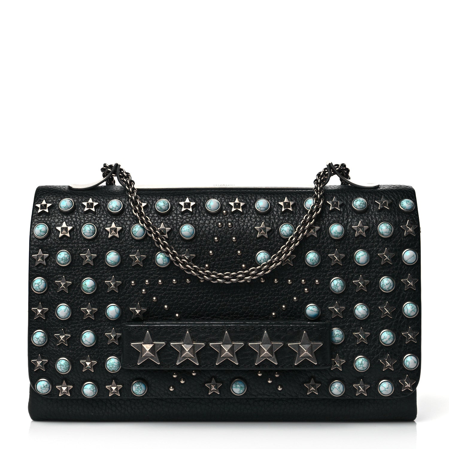 Valentino Garavani Grained Calfskin Rockstud Rolling Studs Va Va Voom Clutch on Chain Black 1 of 10