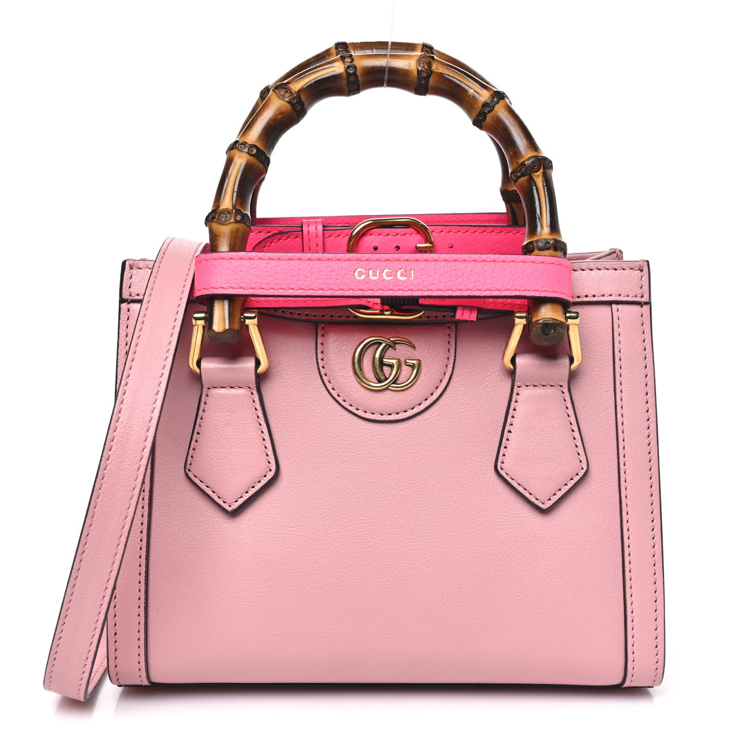 Wonka Grain Calfskin Mini Diana Tote Bag Wild Rose Fuxia Fluo