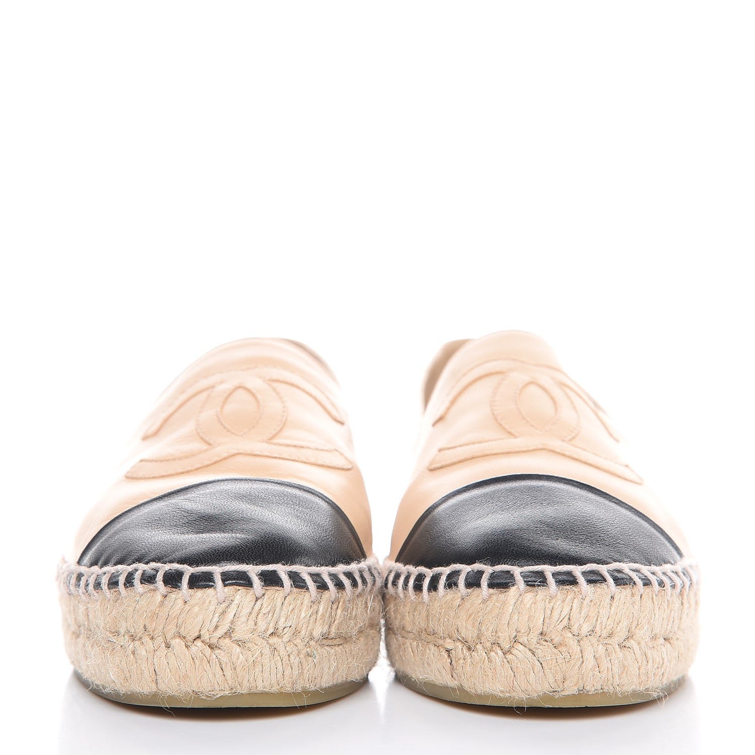 Chanel Lambskin CC Espadrilles 37 Beige Black 2 of 12