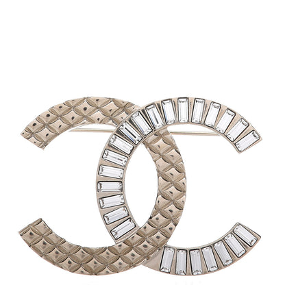 Chanel Baguette Crystal Quilted CC Brooch Gold 1 of 5